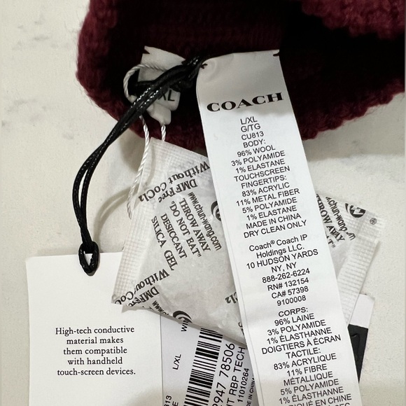 Coach Burgundy Knit Gloves - Picture 9 of 10